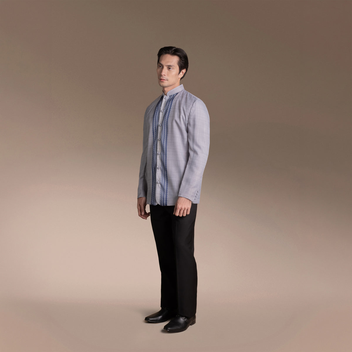 Onesimus Men’s Formal Barong Tagalog, Classic Faux silk, Knit in Embroidered