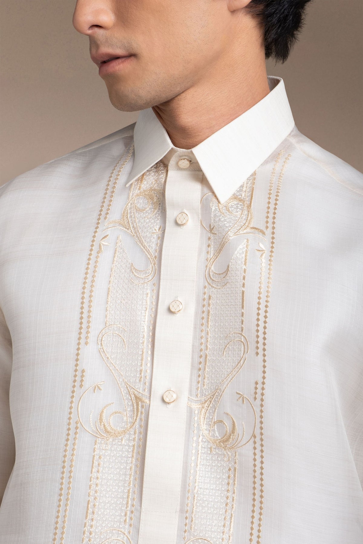 Men's Formal Barong Tagalog, Texture Pure Natural Silk