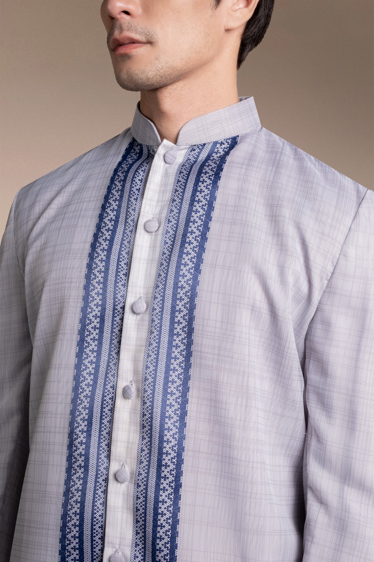 Onesimus Men’s Formal Barong Tagalog, Classic Faux silk, Knit in Embroidered