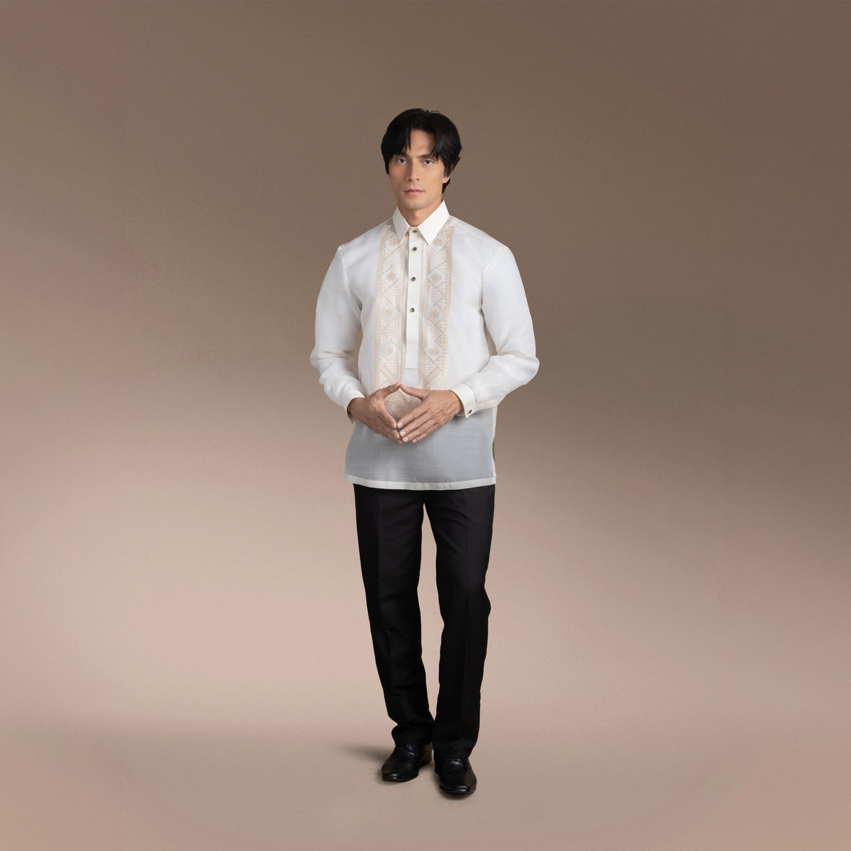 Men's Formal Barong Tagalog, Classic Pure Natural Silk