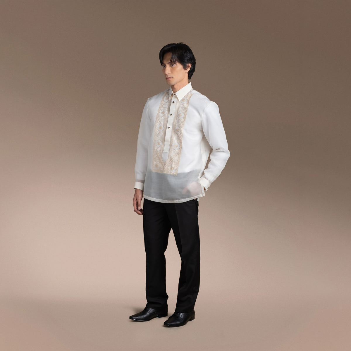 Men's Formal Barong Tagalog, Classic Pure Natural Silk