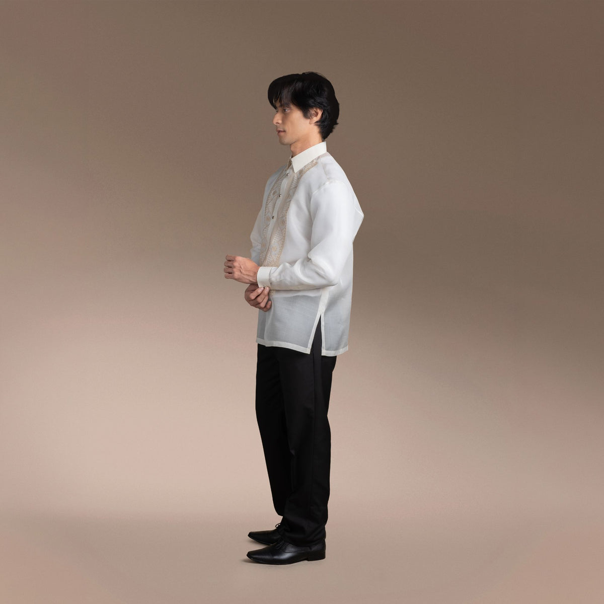 Men's Formal Barong Tagalog, Classic Pure Natural Silk