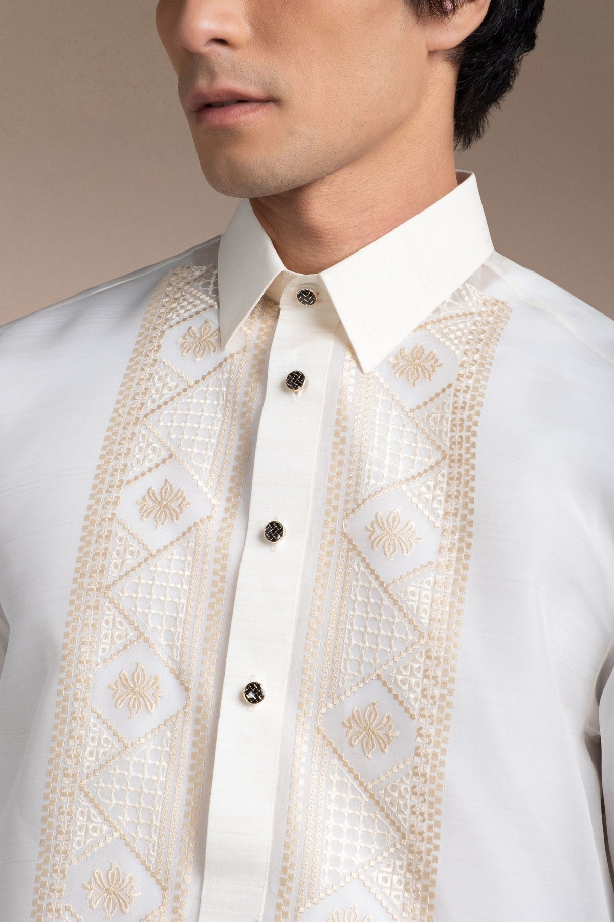 Men's Formal Barong Tagalog, Classic Pure Natural Silk