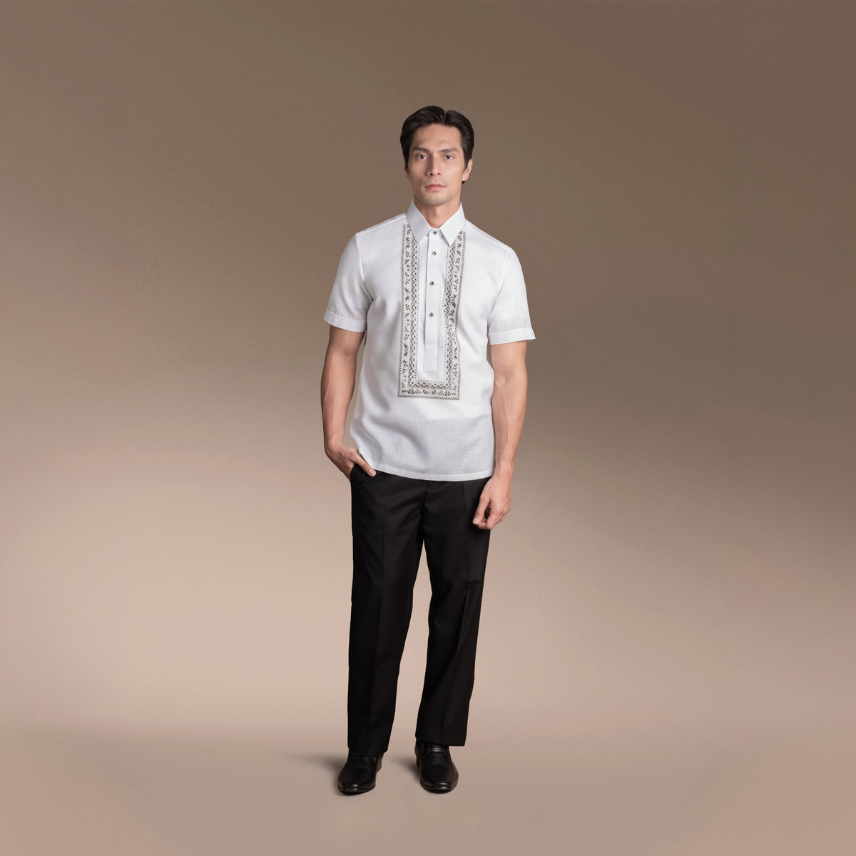 Men’s Office Barong, Polyester-cotton Blend, Embroidered
