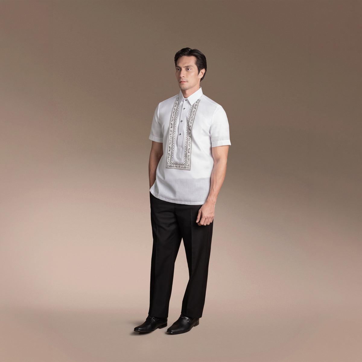 Men’s Office Barong, Polyester-cotton Blend, Embroidered