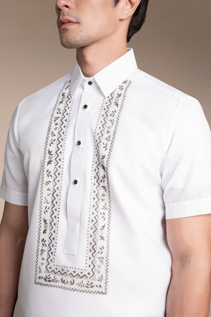 Men’s Office Barong, Polyester-cotton Blend, Embroidered