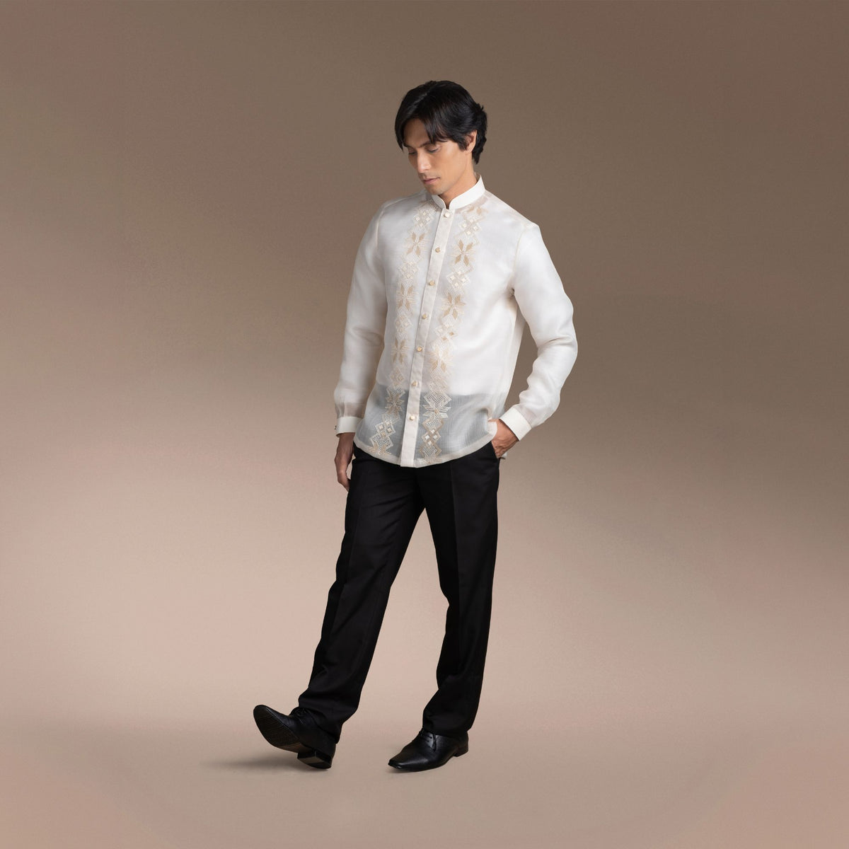 Men's Formal Barong Tagalog, Texture Pure Natural Silk