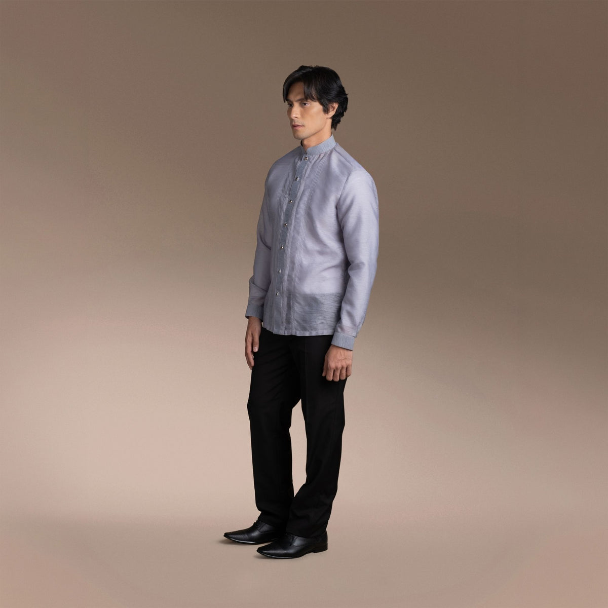 Men's Formal Barong Tagalog, Frosted Faux Silk