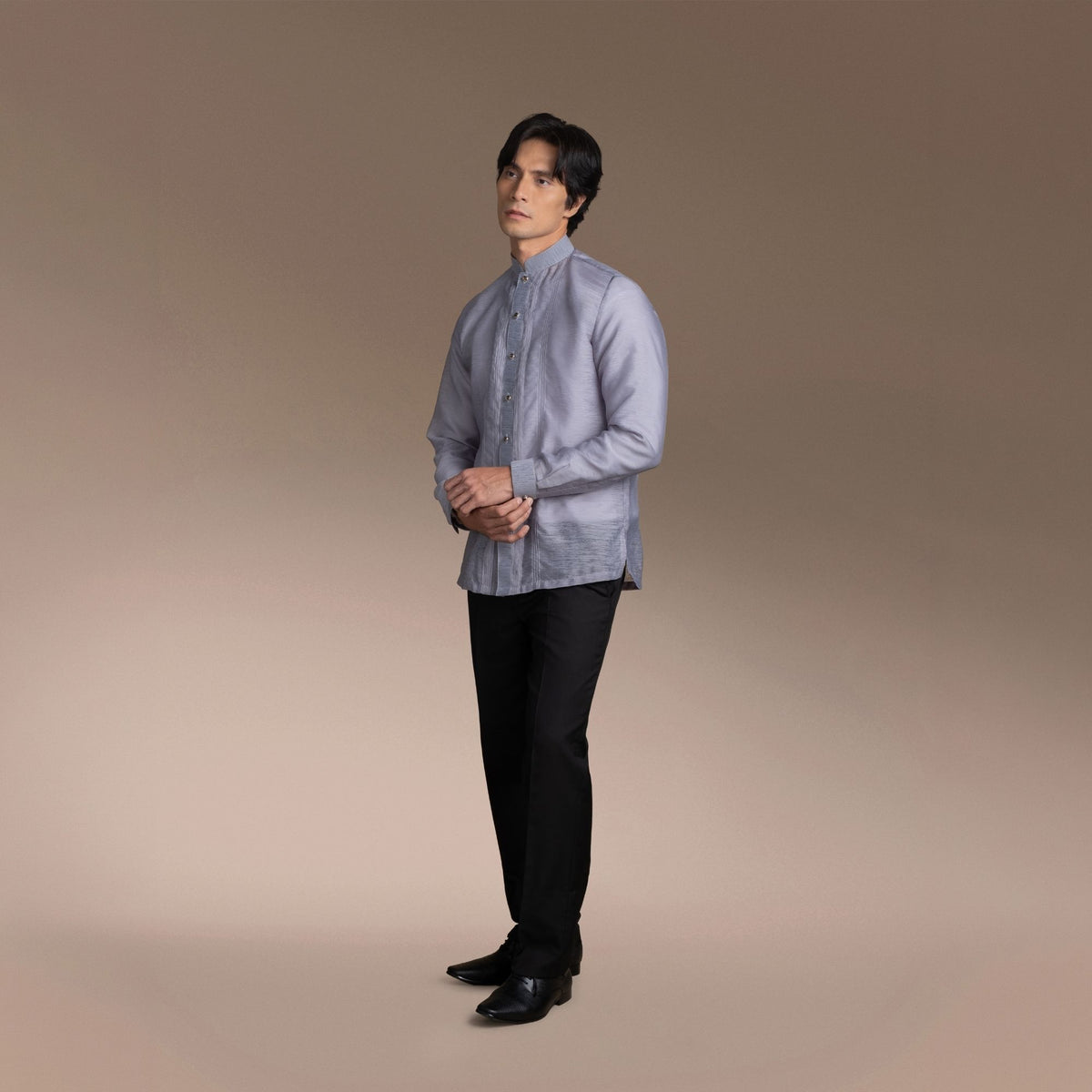 Men's Formal Barong Tagalog, Frosted Faux Silk