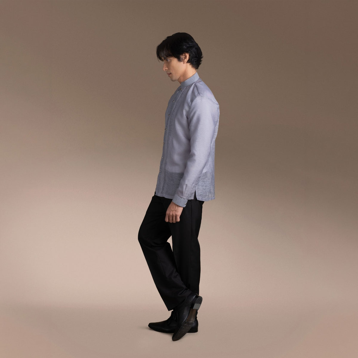 Men's Formal Barong Tagalog, Frosted Faux Silk