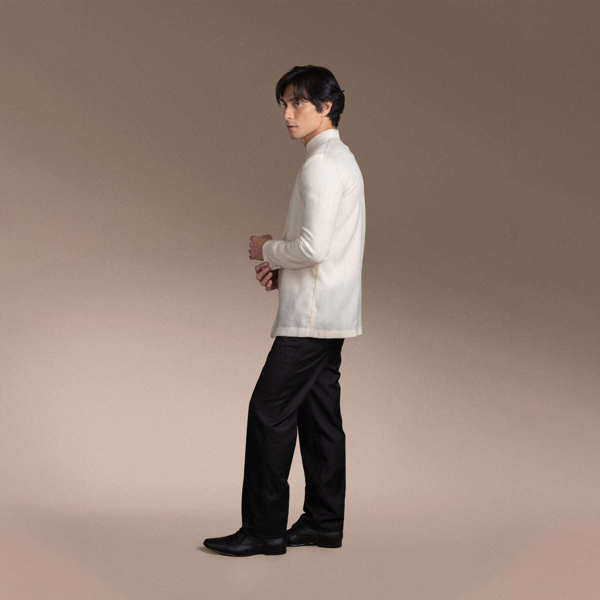 Men's Formal Barong Tagalog, Texture Faux Silk