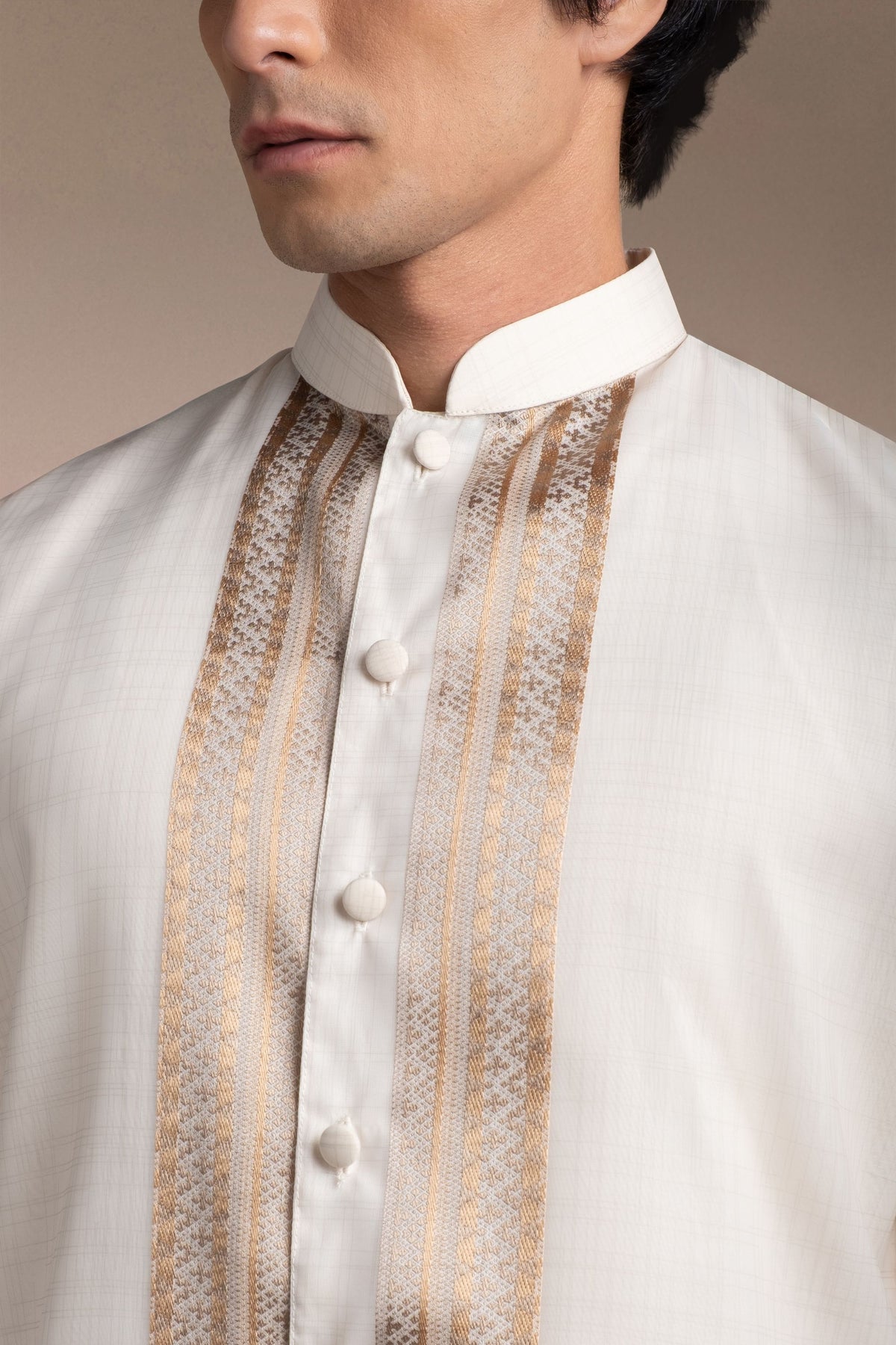 Men's Formal Barong Tagalog, Texture Faux Silk